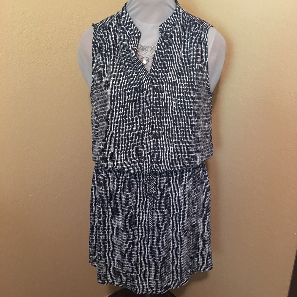Hilary Radley Black & Ivory White Print Dress 8